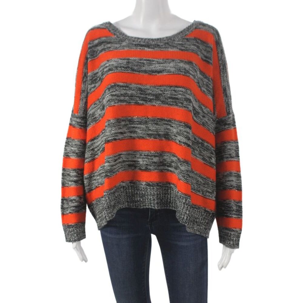 Evil Twin Women Pullover Striped Gray 100% Cotton Round Neck Long Sleeve Size S